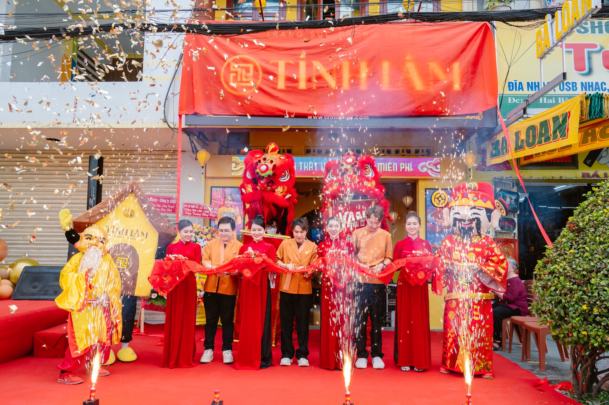 Decorations and Chinese dragons for celebrating Chinese New Year