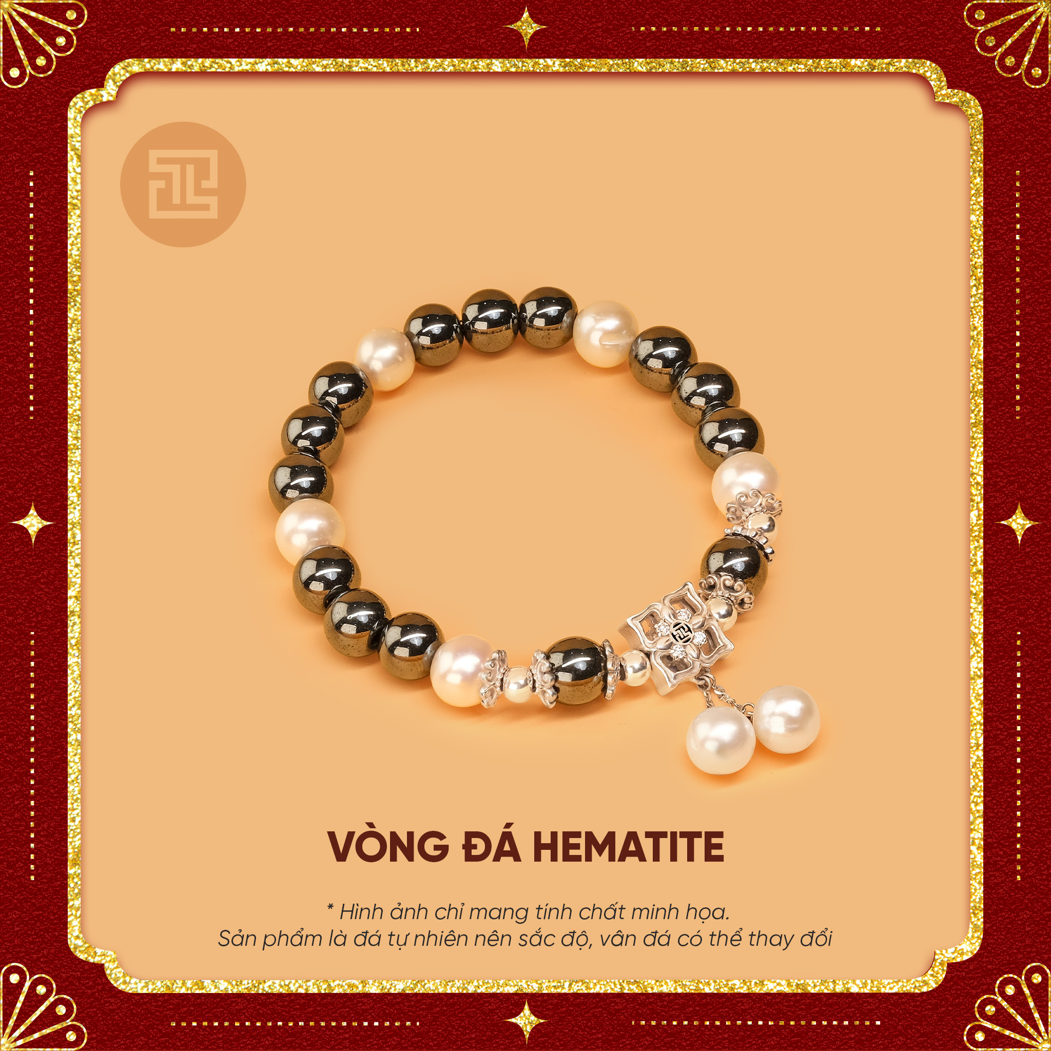 VÒNG HEMATITE PHỐI NGỌC TRAI